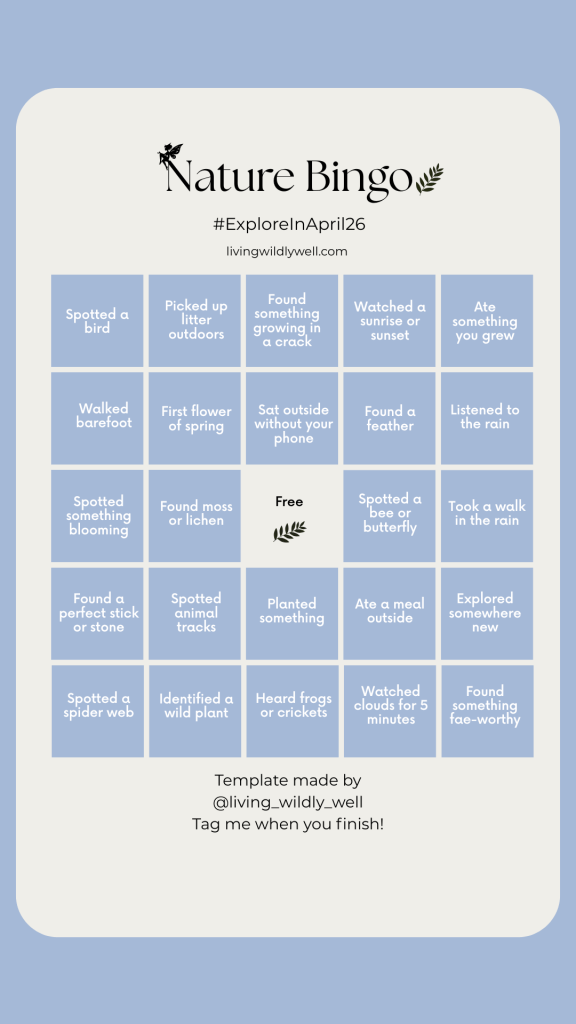 nature themed bingo card